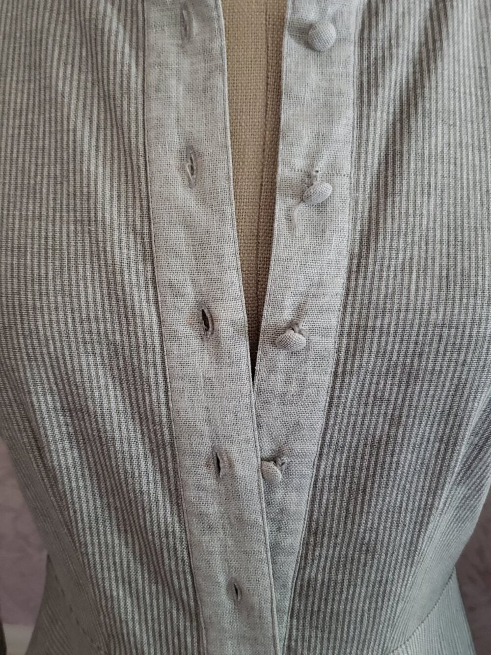 Vintage cottagecore gray striped long sleeve dress XS/S - Picture 8 of 11